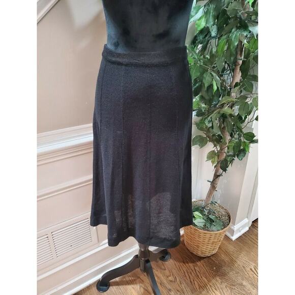 Sequence Women's Solid Black 100% Acrylic Long Sleeve Top & Skirt 2 Piece Suit 8 - Picture 2 of 10